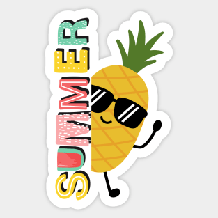 Cute summer pineapple with sunglasses Sticker